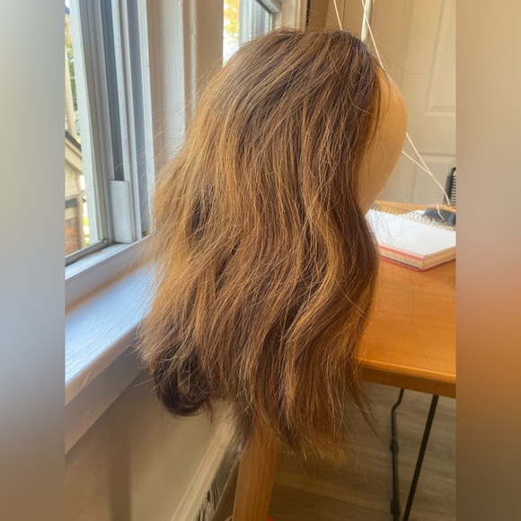 💯 18” REMY GOLDEN BROWN THICK WAVY HUMAN HAIR WIG MONOFILAMENT COMB ATTACHMENT - Picture 12 of 16